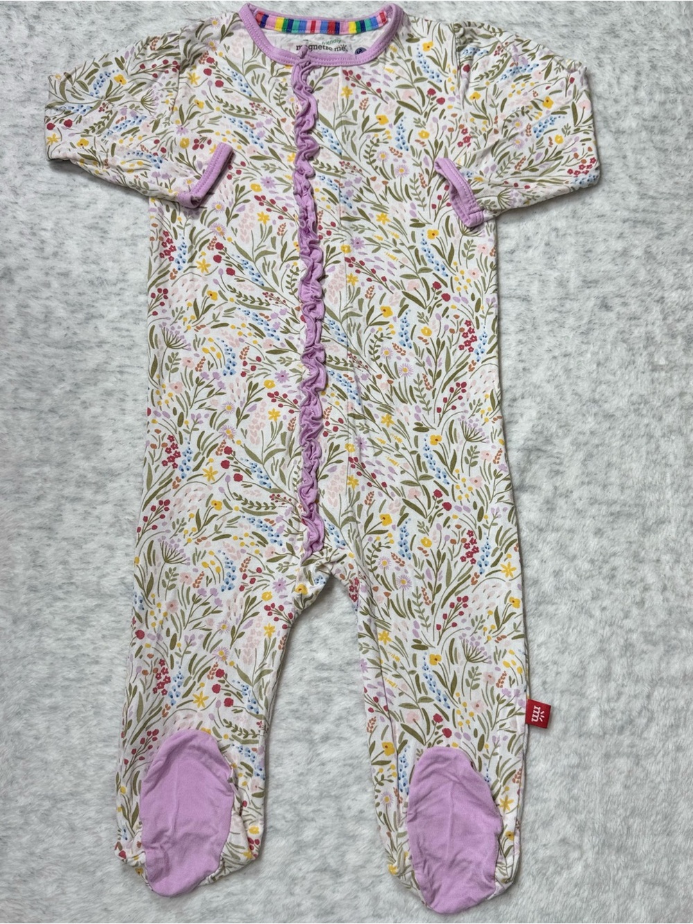 Magnetic Me Wildflower Floral Ruffle Footie Sleeper 6-9M Baby Girl Modal Lilac